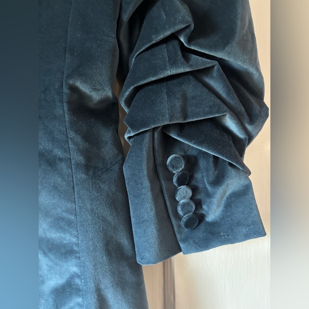 Cinq à Sept Deep Peacock Blue Velvet Blazer NWT $495 Women’s Sz 00 - Picture 7 of 16